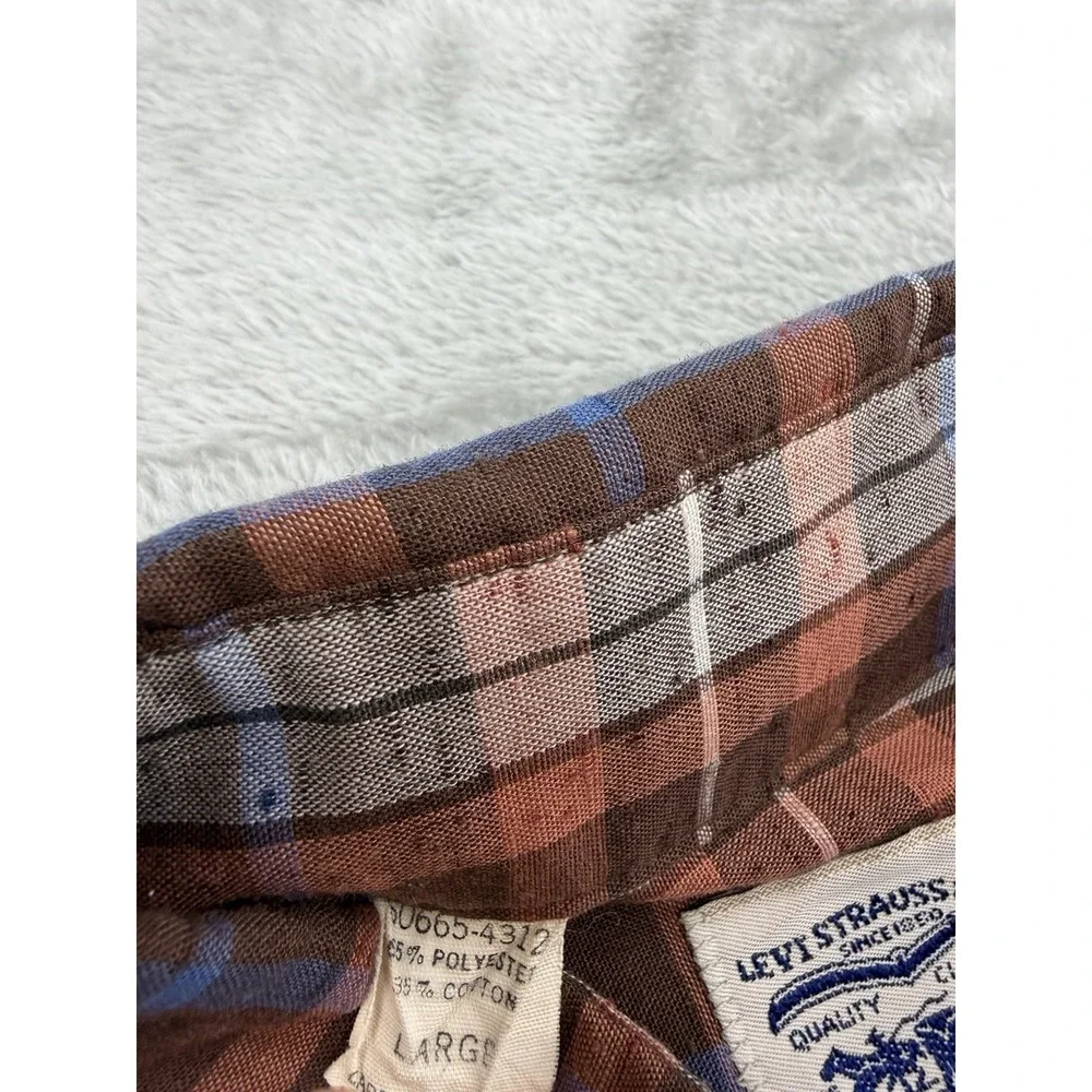 Vintage Levi's Plaid Long Sleeve Flannel Shirt Men's Size Large Made In USA